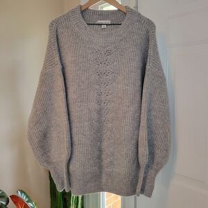 Ava + Viv Heather Grey Cable Heavy Knit Longsleeve Sweater, Size 2X